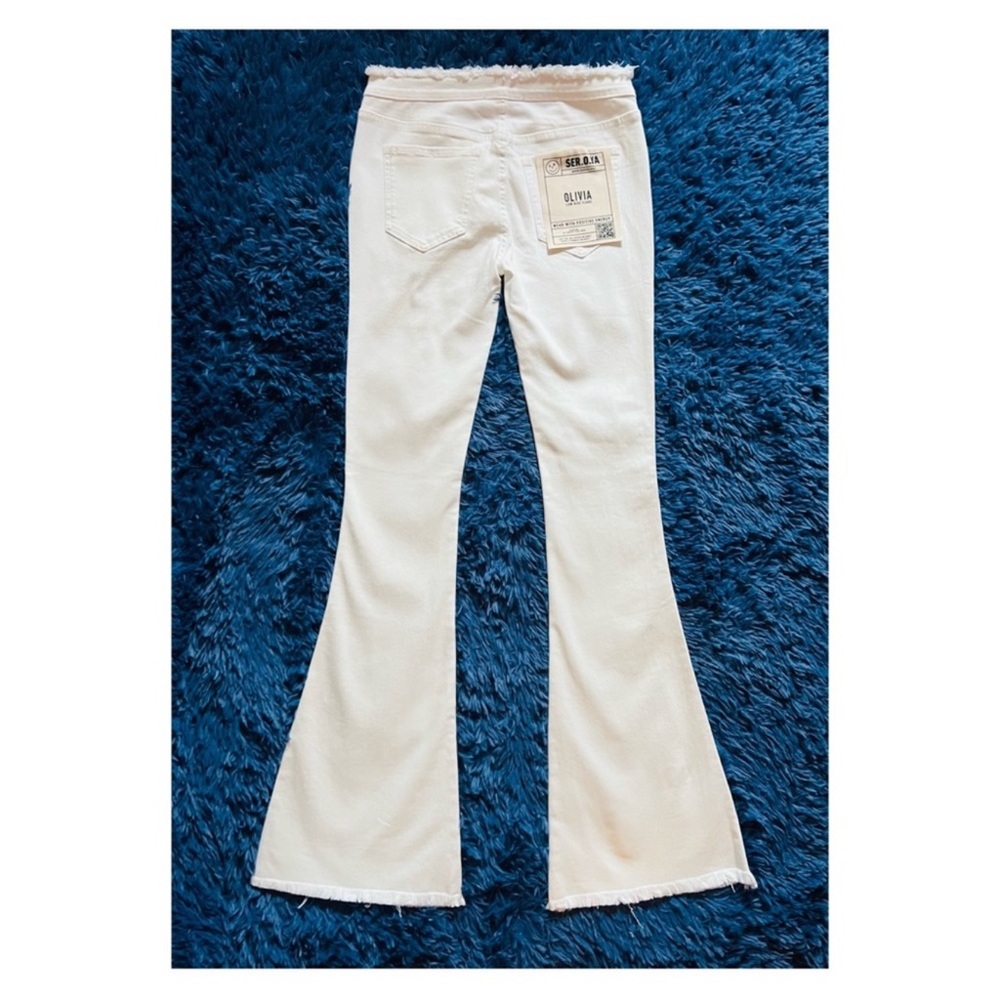 New! NWT SER.O.YA OLIVIA Distressed Frayed Mid Rise Flare Jeans - Picture 11 of 12